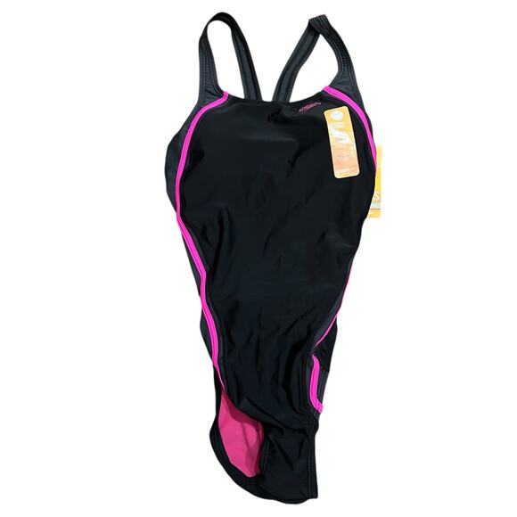 Speedo Powerflex Eco Quantum Splice One Piece Swimsuit Size 14 Hydro Bra Fitness - Picture 1 of 8